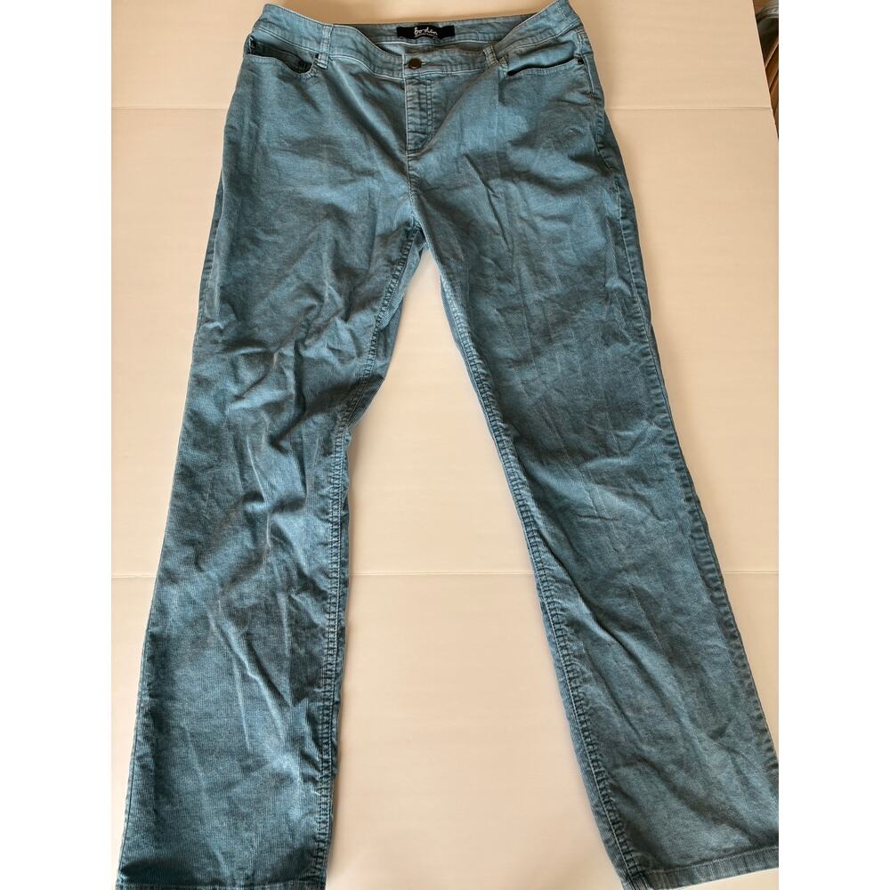 Boden Women's Teal Blue Corduroy Straight Leg Pants Size 16 Preppy Cottage Core